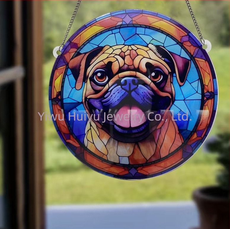 Ornament de fereastră din acrilic cu câine pictat – Huiyu, artă modernă, imprimare