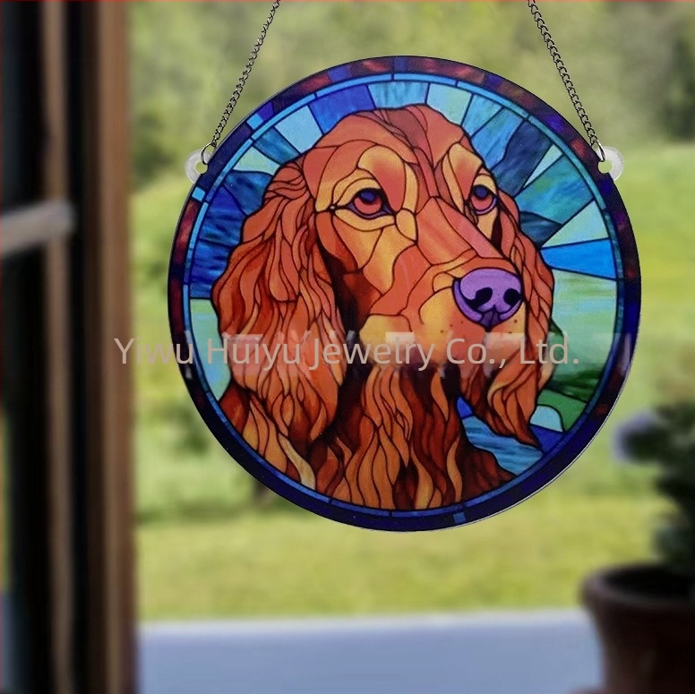 Ornament de fereastră din acrilic cu câine pictat – Huiyu, artă modernă, imprimare