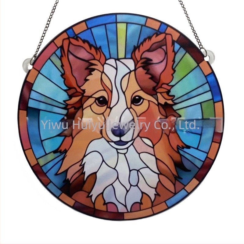 Ornament de fereastră din acrilic cu câine pictat – Huiyu, artă modernă, imprimare
