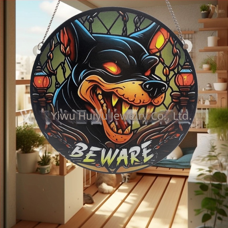 Ornament de fereastră din acrilic cu câine pictat – Huiyu, artă modernă, imprimare