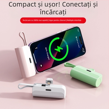 Powerbank capsulă portabil, 5000mAh, încărcare rapidă 10W, intrare 5V, protocol AFC