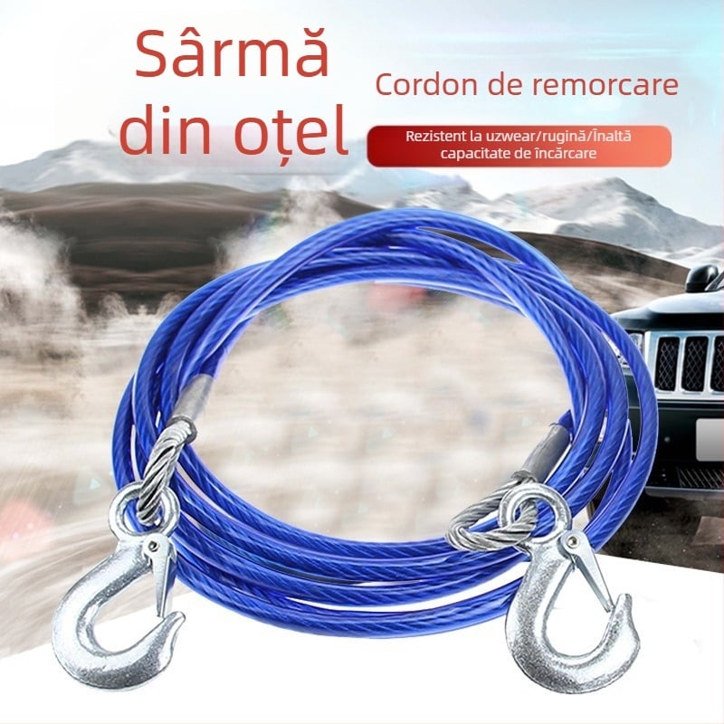 Cablu de tractare din oțel cu cârlig, aproximativ 800 g, potrivit pentru majoritatea modelelor
