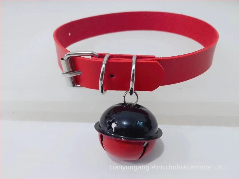 Colier choker din dantelă cu clopoțel, formă fundă, perle artificiale, stil desen animat