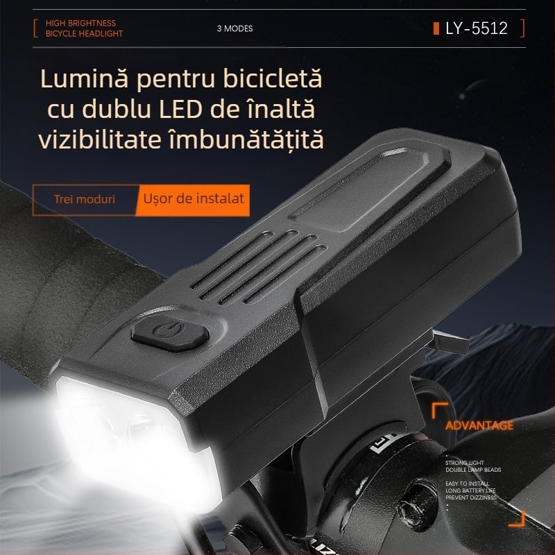 Far frontal pentru bicicletă pentru plimbări nocturne, reîncărcabil, impermeabil, pentru mountain bike (reîncărcabil, impermeabil, plimbări nocturne, mountain bike)