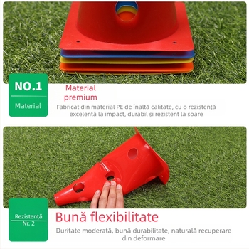 Con de antrenament pentru fotbal cu găleată de logo și bază pătrată, material PE, brand Neli, origine Zhejiang, echipament de antrenament