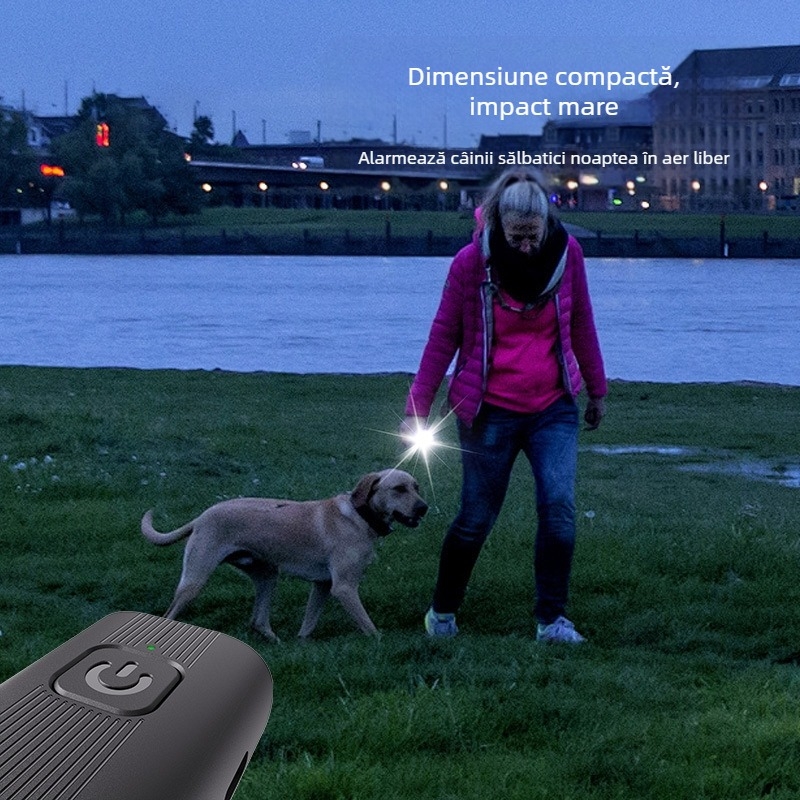 Dispozitiv ultrason pentru dresajul câinilor - puternic, rază lungă, pentru antrenament și autoprotecție în aer liber, ABS material