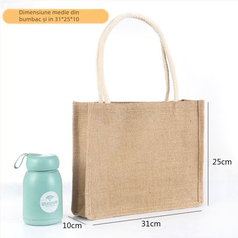 Geantă tote din iută - impermeabilă, capacitate mare, ecologică, personalizabilă