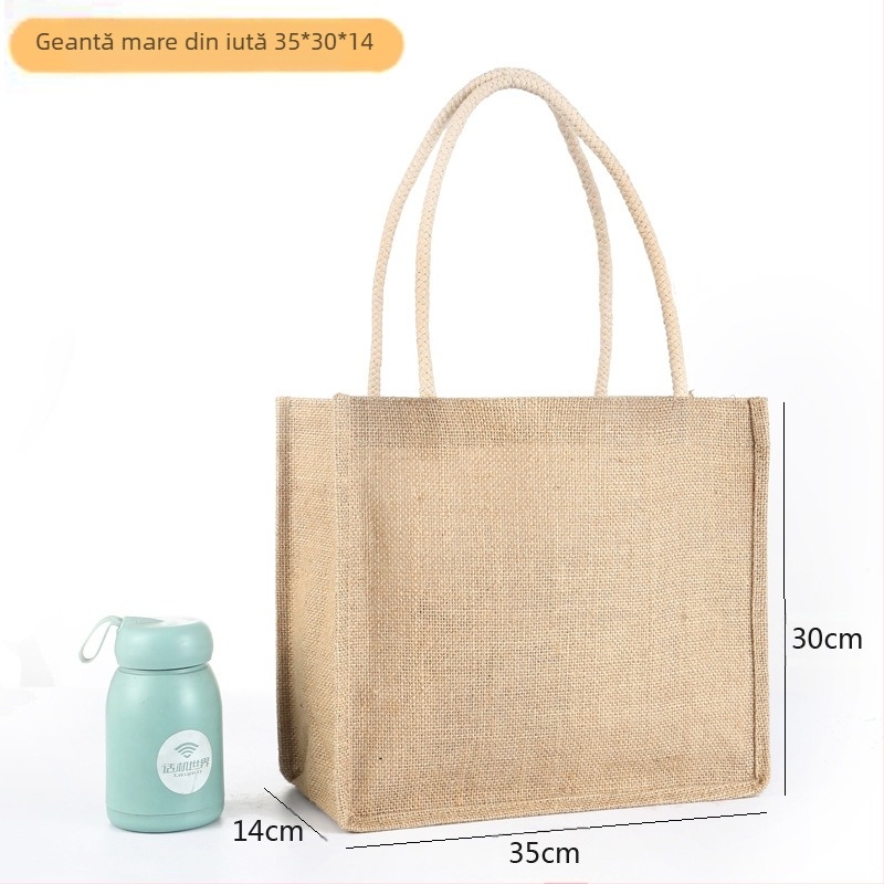 Geantă tote din iută - impermeabilă, capacitate mare, ecologică, personalizabilă