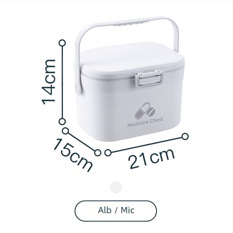 Cutie portabilă pentru medicamente, cu două compartimente, mâner din plastic, imprimare de logo disponibilă