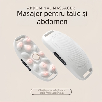 Masajer abdominal cu vibrare și compresie la temperatură constantă, încărcare wireless, control prin buton, masaj cu magnet