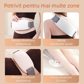Masajer abdominal cu vibrare și compresie la temperatură constantă, încărcare wireless, control prin buton, masaj cu magnet