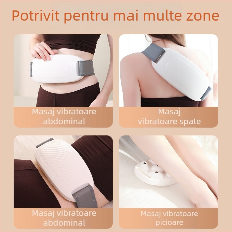 Masajer abdominal cu vibrare și compresie la temperatură constantă, încărcare wireless, control prin buton, masaj cu magnet