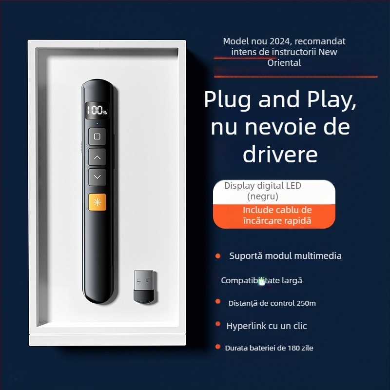 Pix PPT pentru schimbarea paginilor cu laser, reîncărcabil, corp ABS, compatibil universal, logo imprimat