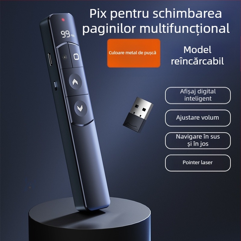 Pix PPT pentru schimbarea paginilor cu laser, reîncărcabil, corp ABS, compatibil universal, logo imprimat