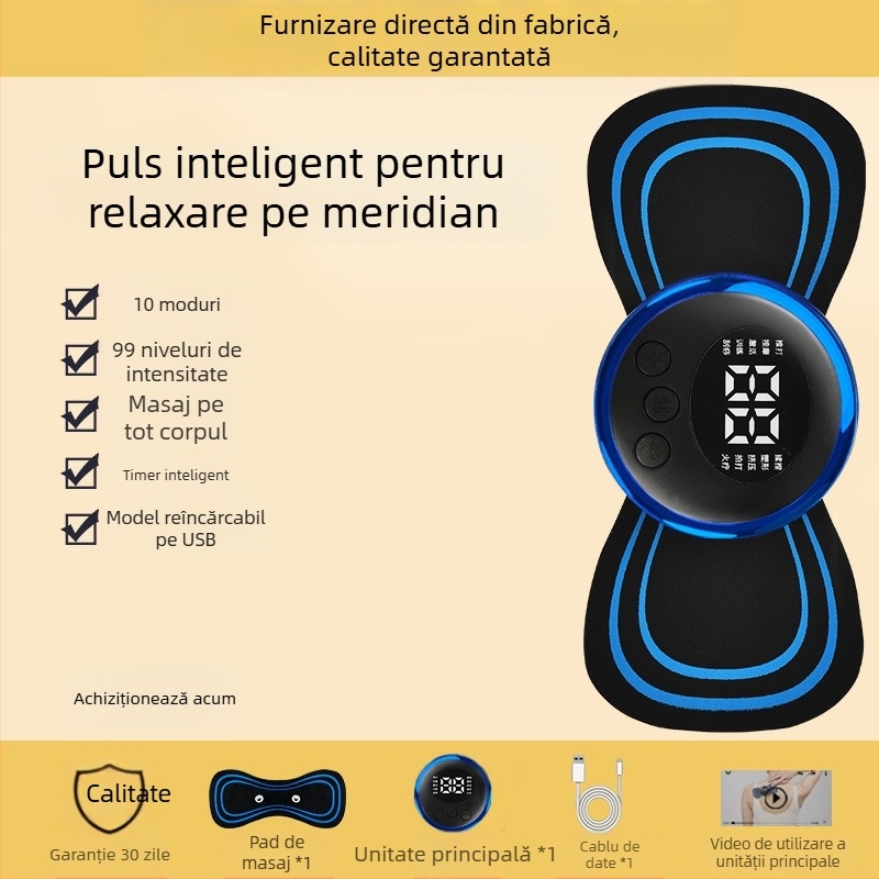 Masajer cervical JZAMT01, reîncărcabil, 1 contact pentru masaj, plăcuță de masaj mini, acupuncție cu impulsuri