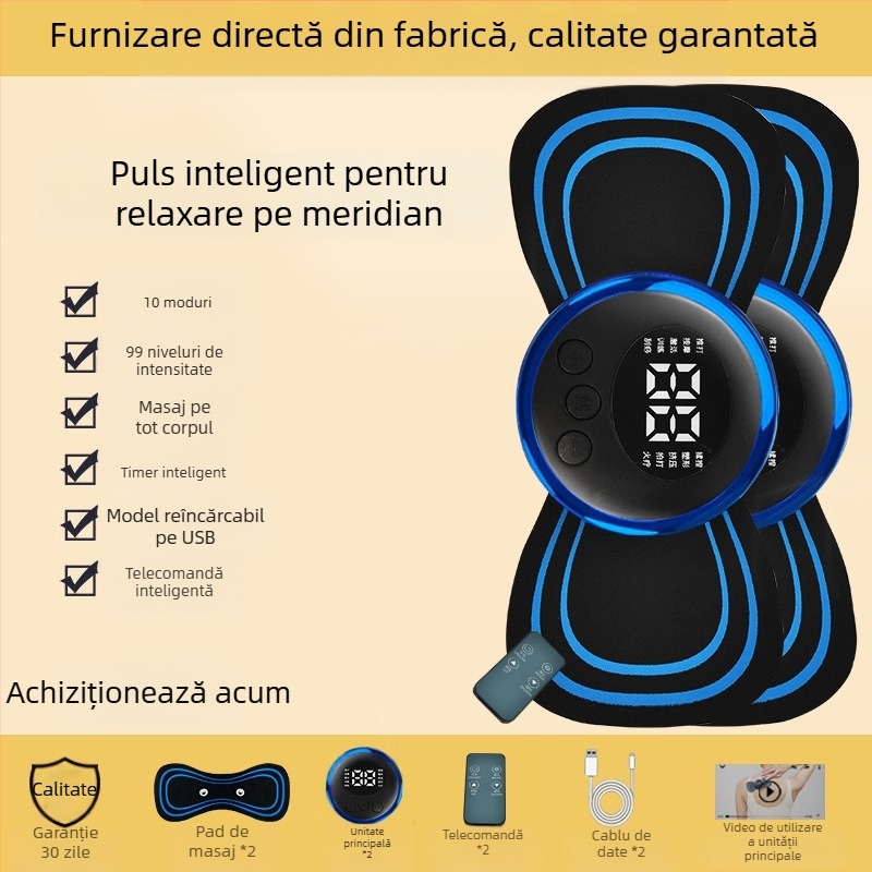 Masajer cervical JZAMT01, reîncărcabil, 1 contact pentru masaj, plăcuță de masaj mini, acupuncție cu impulsuri