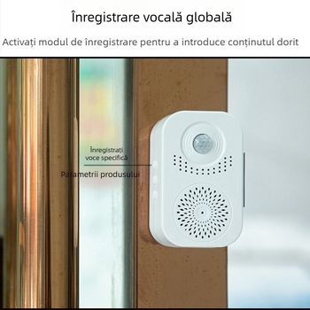 Sonerie de ușă inteligentă cu avertizare vocală, Hua ke, modelul 199, alimentare cu trei baterii uscate, 5V, sonerie cu inducție