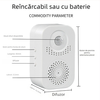 Sonerie de ușă inteligentă cu avertizare vocală, Hua ke, modelul 199, alimentare cu trei baterii uscate, 5V, sonerie cu inducție
