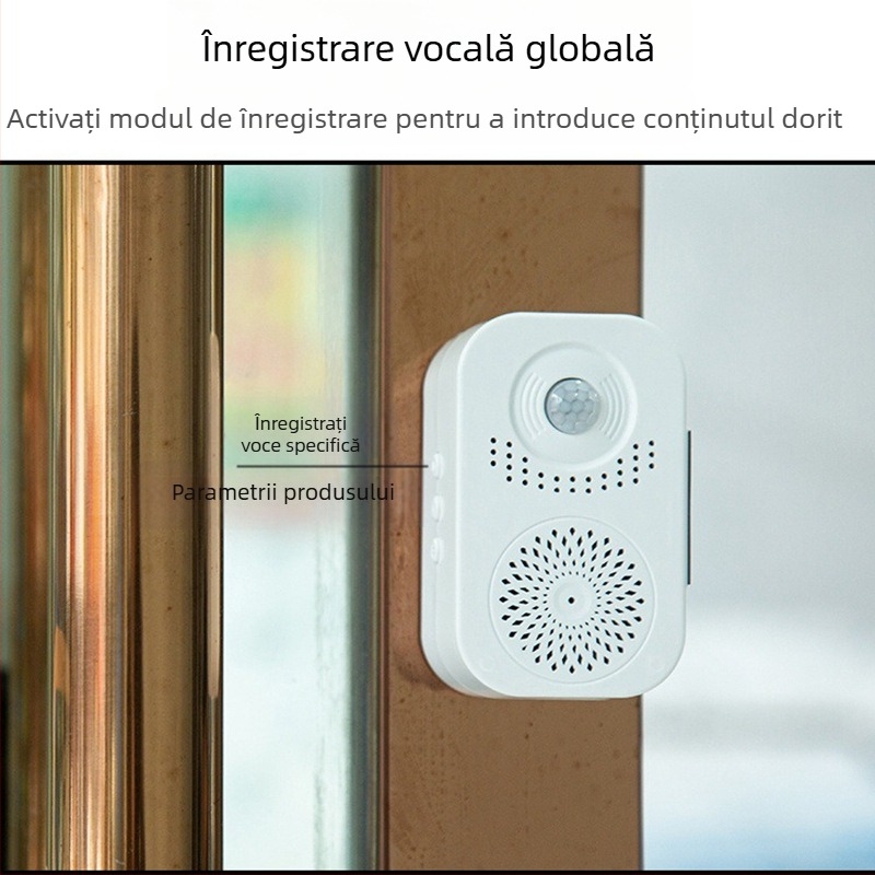 Sonerie de ușă inteligentă cu avertizare vocală, Hua ke, modelul 199, alimentare cu trei baterii uscate, 5V, sonerie cu inducție