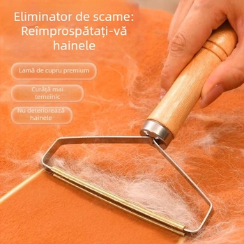 Epiliator manual pentru haine cu mâner din lemn – îndepărtarea părului și a scamelilor