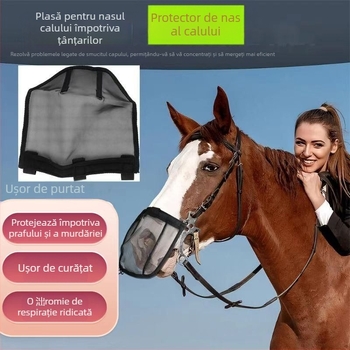 Plasă de nas pentru cal, protecție împotriva țânțarilor, material țesut, protecție împotriva prafului, curea de prindere, utilizare vară