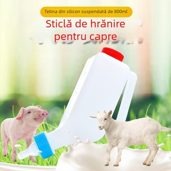 Biberon pentru miei, din plastic îngroșat, 800 ml, cu tetină și capac dublu