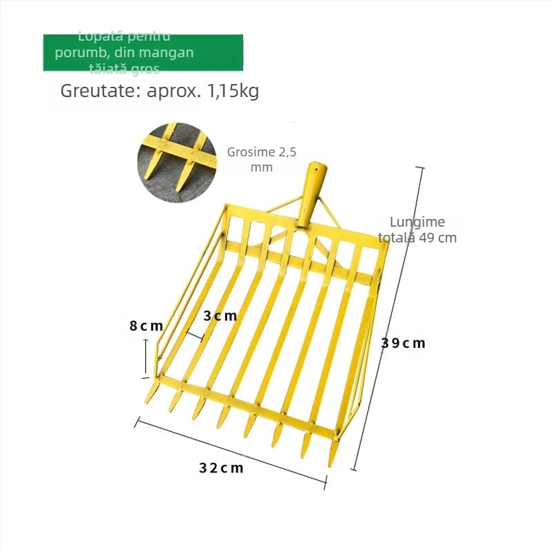 Set lopată de porumb și furculiță — cap din oțel cu conținut înalt de carbon, mâner din lemn, model BD-YM002, GRANPA