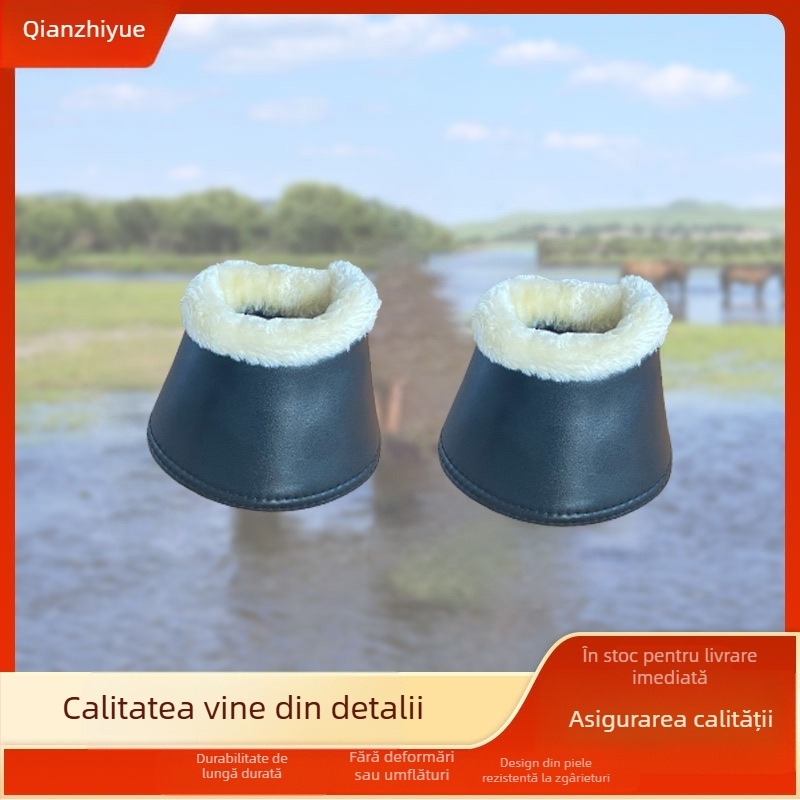 Capac protecție copitelor calului — absorbție șocuri, durabil, protejează încheietura; Material: PU piele imitata capră, cauciuc butilen, lână artificială; Personalizare disponibilă