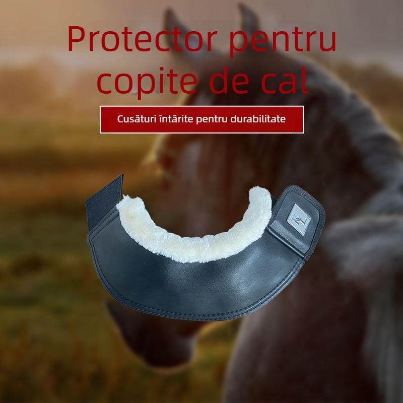 Capac protecție copitelor calului — absorbție șocuri, durabil, protejează încheietura; Material: PU piele imitata capră, cauciuc butilen, lână artificială; Personalizare disponibilă