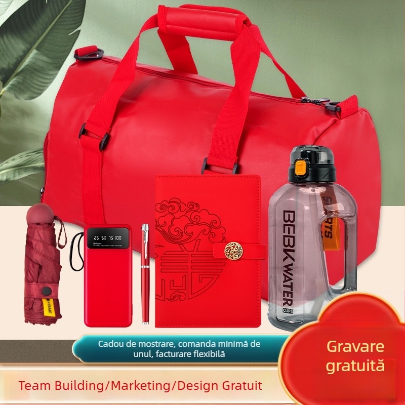 Wise Global set cadouri de afaceri din plastic cu stil minimalist modern — sticlă de apă și geantă pentru activități în aer liber