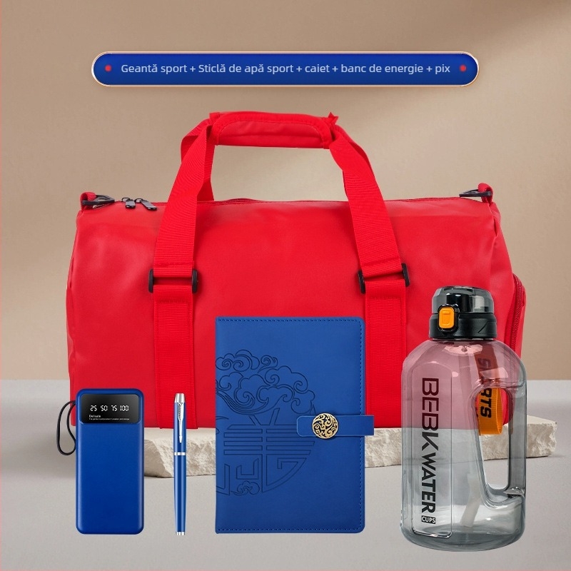 Wise Global set cadouri de afaceri din plastic cu stil minimalist modern — sticlă de apă și geantă pentru activități în aer liber