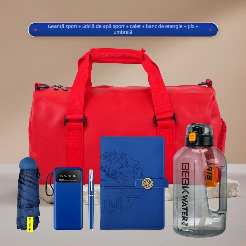 Wise Global set cadouri de afaceri din plastic cu stil minimalist modern — sticlă de apă și geantă pentru activități în aer liber