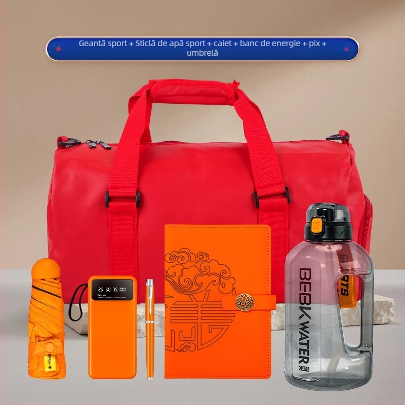 Wise Global set cadouri de afaceri din plastic cu stil minimalist modern — sticlă de apă și geantă pentru activități în aer liber