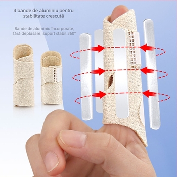 Șină de fixare a degetelor cu design autoadeziv reglabil, protecție pentru palmă, materiale: OK cloth, SBR, bandă de aluminiu, pentru adulți