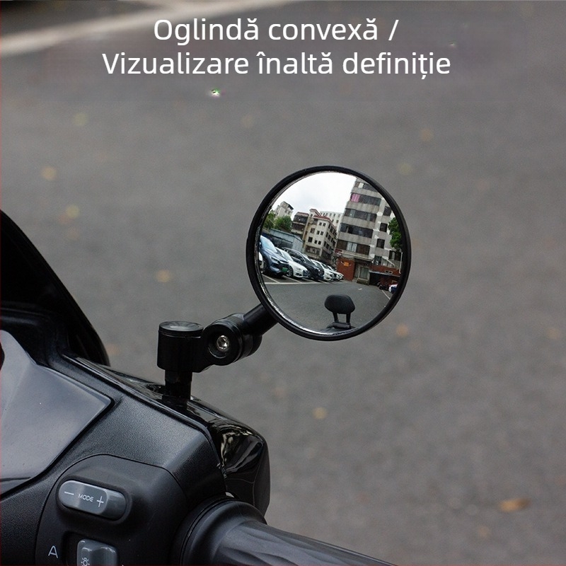 Oglindă convexă mică, rotundă, pentru motociclete și vehicule electrice, potrivire universală, material: mătase cu motif floral