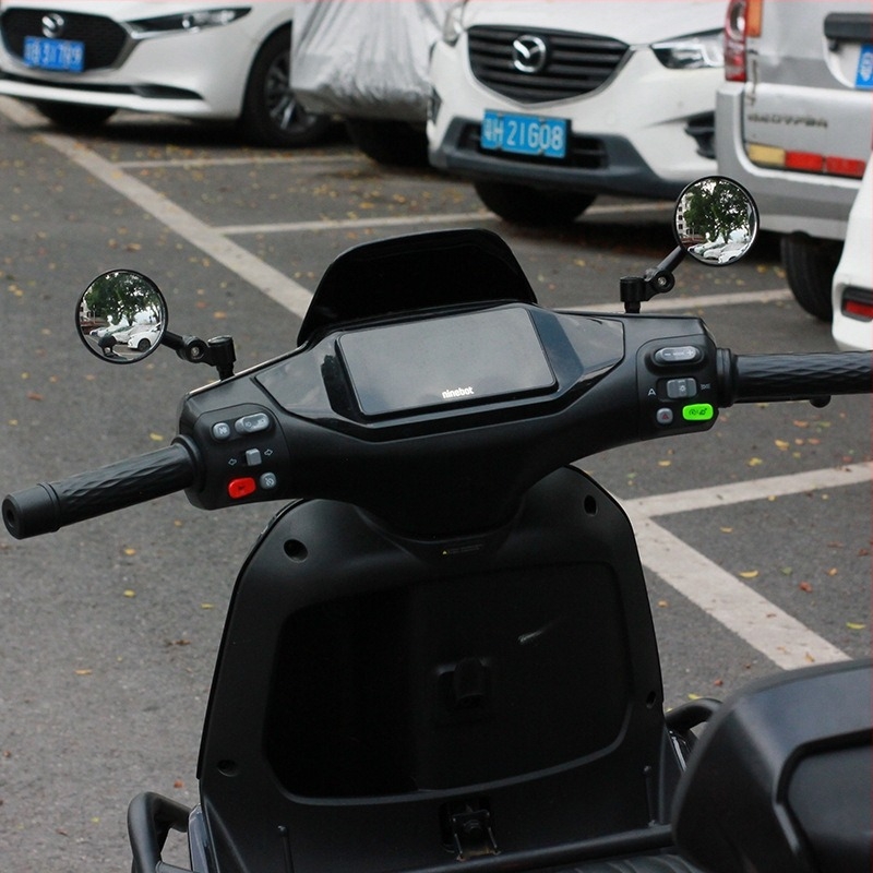 Oglindă convexă mică, rotundă, pentru motociclete și vehicule electrice, potrivire universală, material: mătase cu motif floral