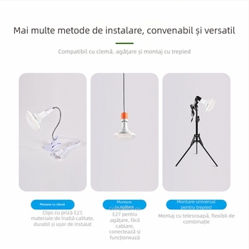 Lampă de creștere a plantelor cu spectru complet, bază E27, 24W, 2400 lm, IP44