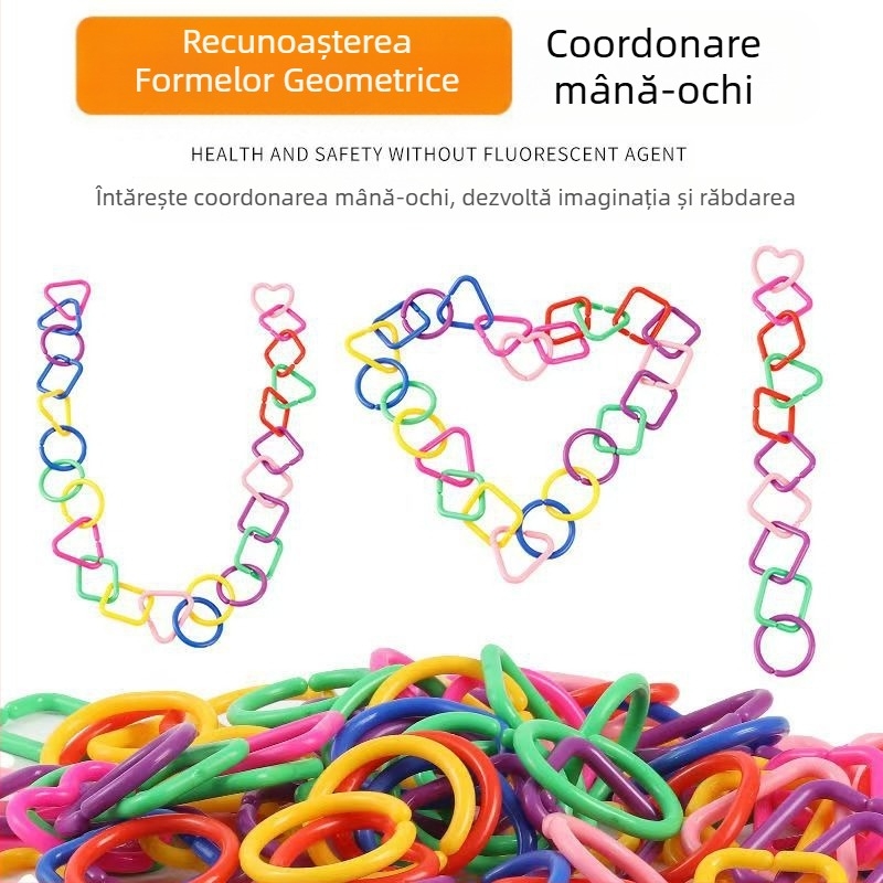 Colier din blocuri plastice pentru copii 4–6 ani; 38–50 piese; DIY gata