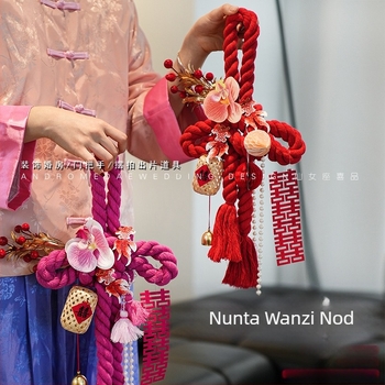 Decorațiune suspendată cu nod infinit pentru nunți – sfoară din bumbac, decor pentru mânerul ușii, decor în camera de nuntă și living