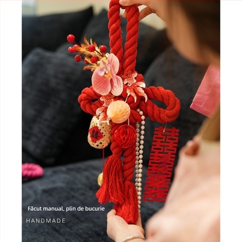 Decorațiune suspendată cu nod infinit pentru nunți – sfoară din bumbac, decor pentru mânerul ușii, decor în camera de nuntă și living