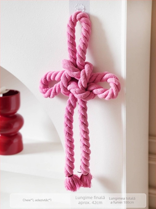 Decorațiune suspendată cu nod infinit pentru nunți – sfoară din bumbac, decor pentru mânerul ușii, decor în camera de nuntă și living