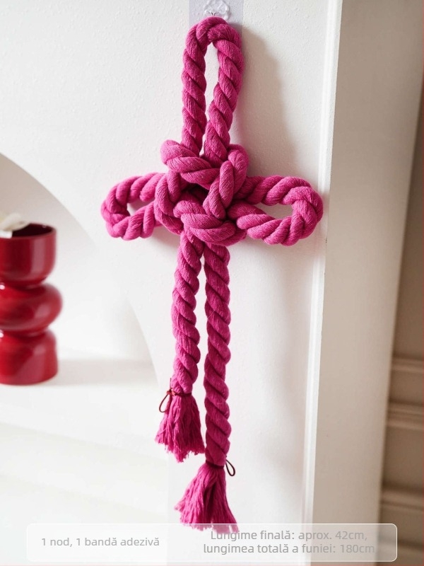 Decorațiune suspendată cu nod infinit pentru nunți – sfoară din bumbac, decor pentru mânerul ușii, decor în camera de nuntă și living