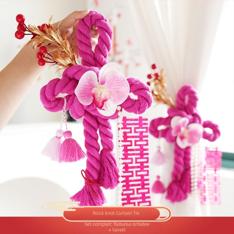 Decorațiune suspendată cu nod infinit pentru nunți – sfoară din bumbac, decor pentru mânerul ușii, decor în camera de nuntă și living