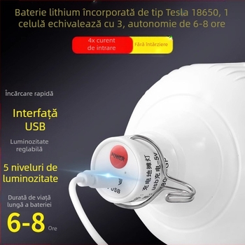 Lampa LED reîncărcabilă, alimentată prin USB, pentru standul pieței de noapte, cu suport și reglaj al luminozității