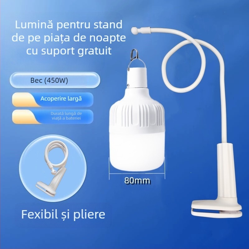 Lampa LED reîncărcabilă, alimentată prin USB, pentru standul pieței de noapte, cu suport și reglaj al luminozității