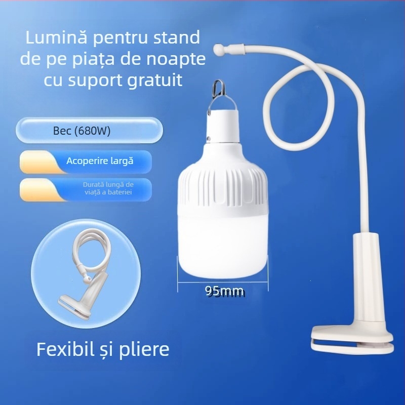 Lampa LED reîncărcabilă, alimentată prin USB, pentru standul pieței de noapte, cu suport și reglaj al luminozității