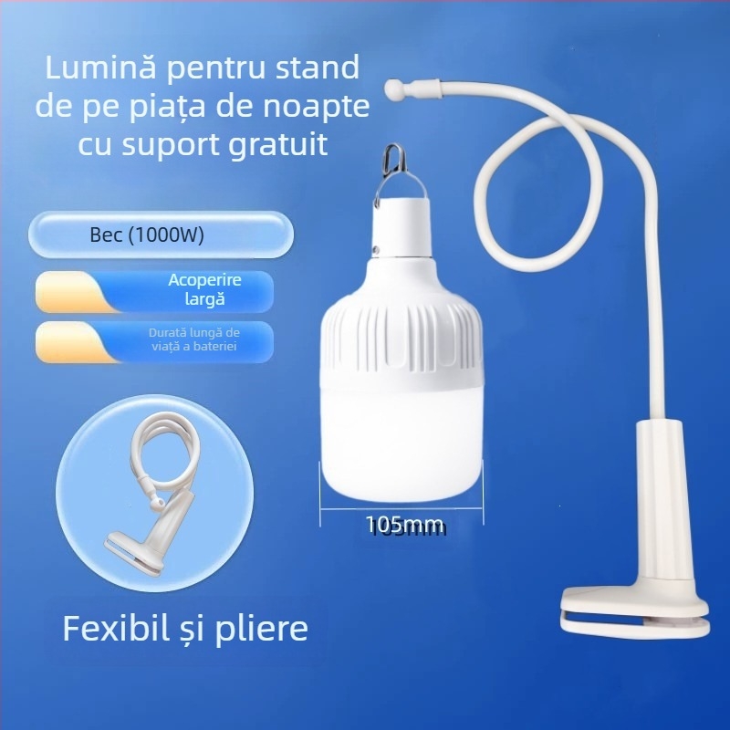 Lampa LED reîncărcabilă, alimentată prin USB, pentru standul pieței de noapte, cu suport și reglaj al luminozității