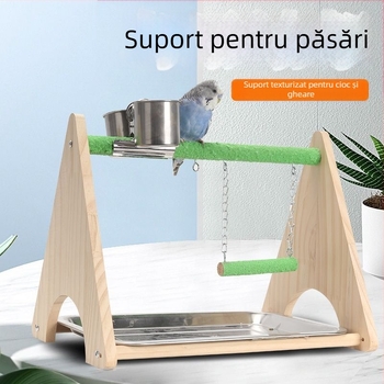 Parc de joacă pentru papagali din lemn — leagăn interactiv și jucărie abrazivă pentru gheare, accesorii pentru cușcă, brand Penta forest, origine Shandong
