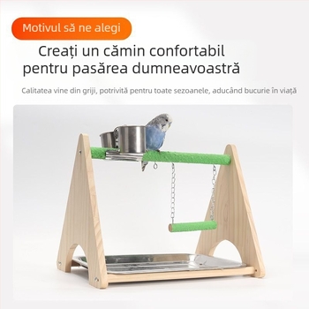 Parc de joacă pentru papagali din lemn — leagăn interactiv și jucărie abrazivă pentru gheare, accesorii pentru cușcă, brand Penta forest, origine Shandong