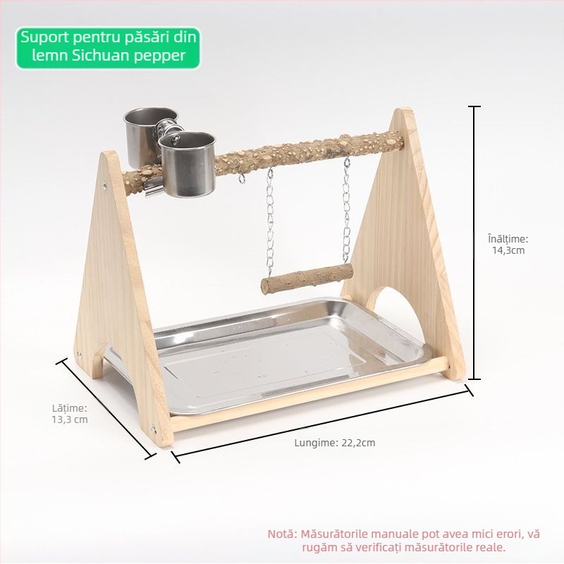 Parc de joacă pentru papagali din lemn — leagăn interactiv și jucărie abrazivă pentru gheare, accesorii pentru cușcă, brand Penta forest, origine Shandong